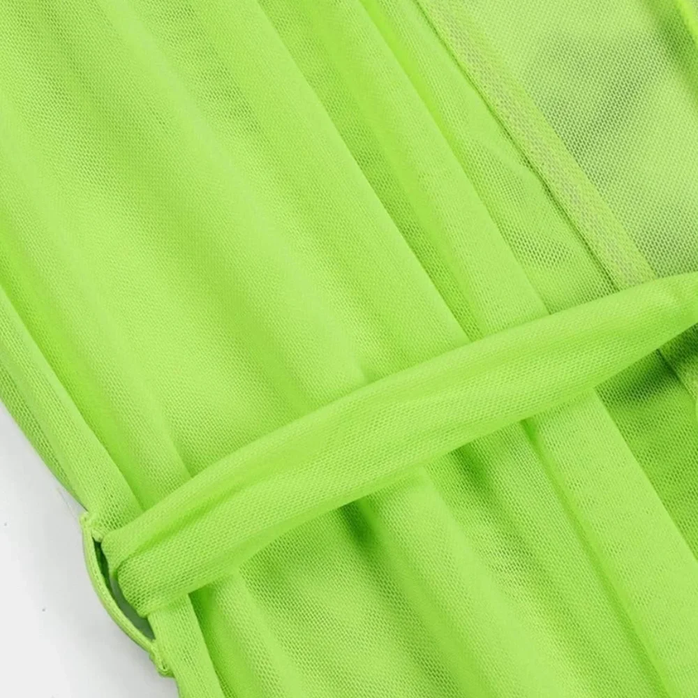 BRIGHT GREEN Women's Long Sleeve Flowy Maxi Swimsuit Duster *NEW*